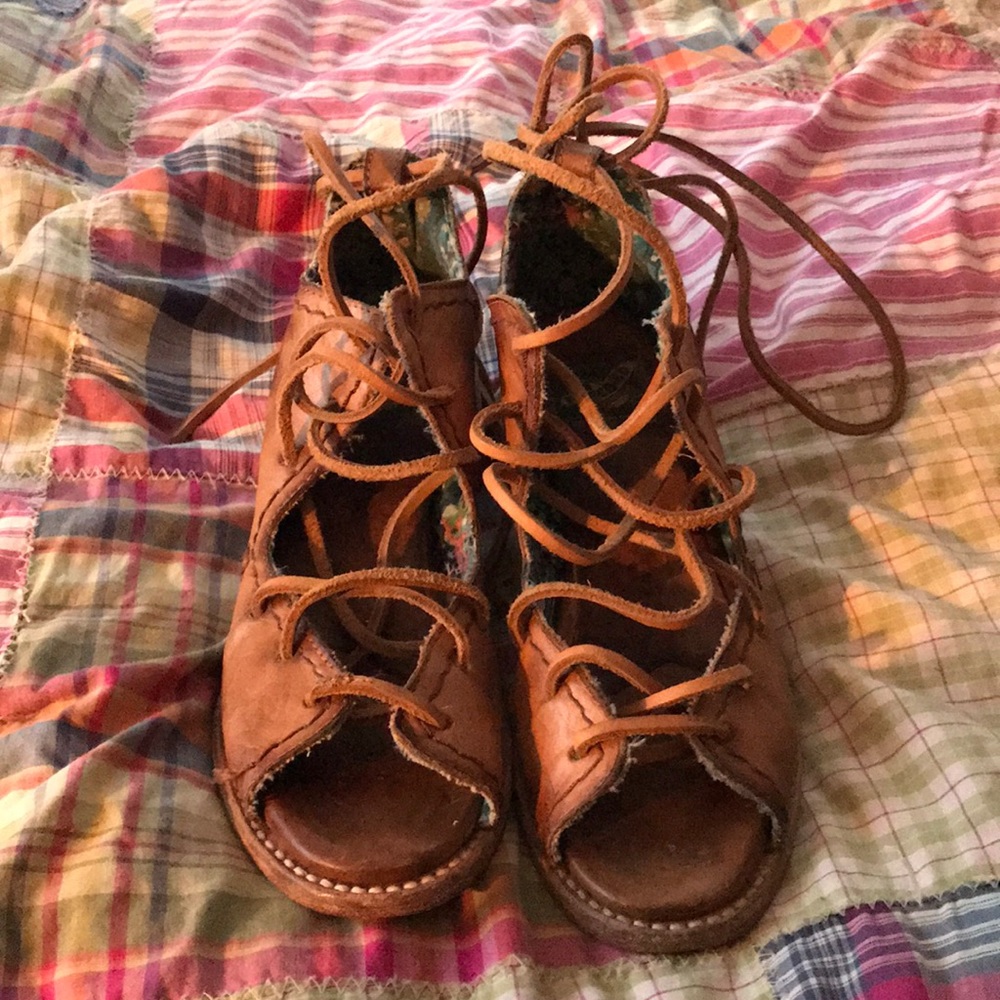 Freebird Peace Lace Up Leather Sandals 6